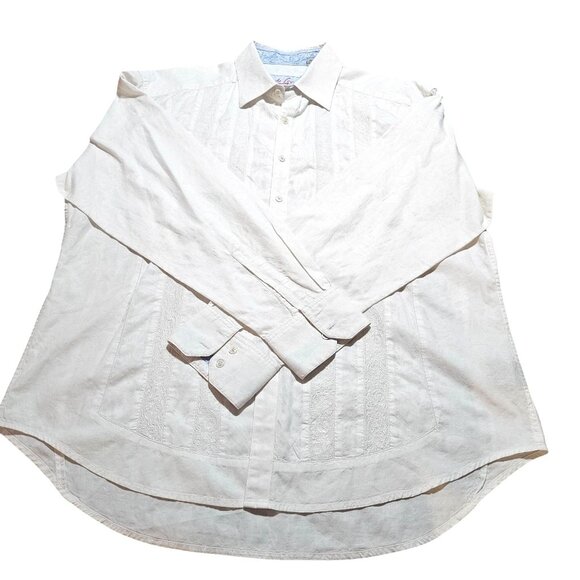 Robert Graham Men's White Long-Sleeve Button Shirt 2XL Wedding Jacquard Pattern - Picture 3 of 16